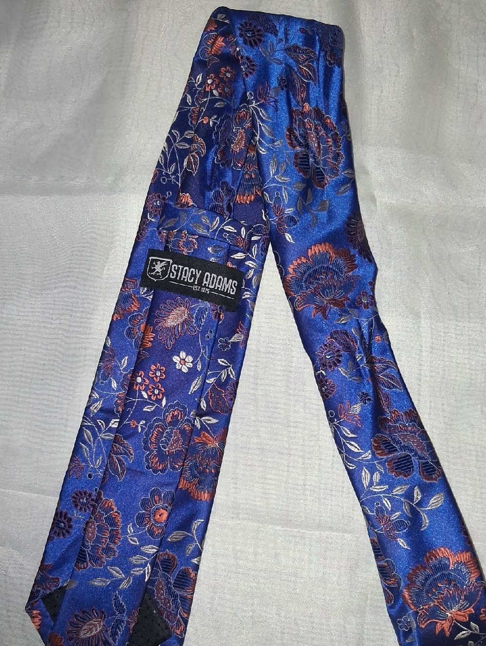 Stacy Adams Royal Blue and Copper Floral Silk Tie